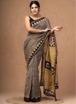 Chanderi Silk Black Casual Wear Printed Saree